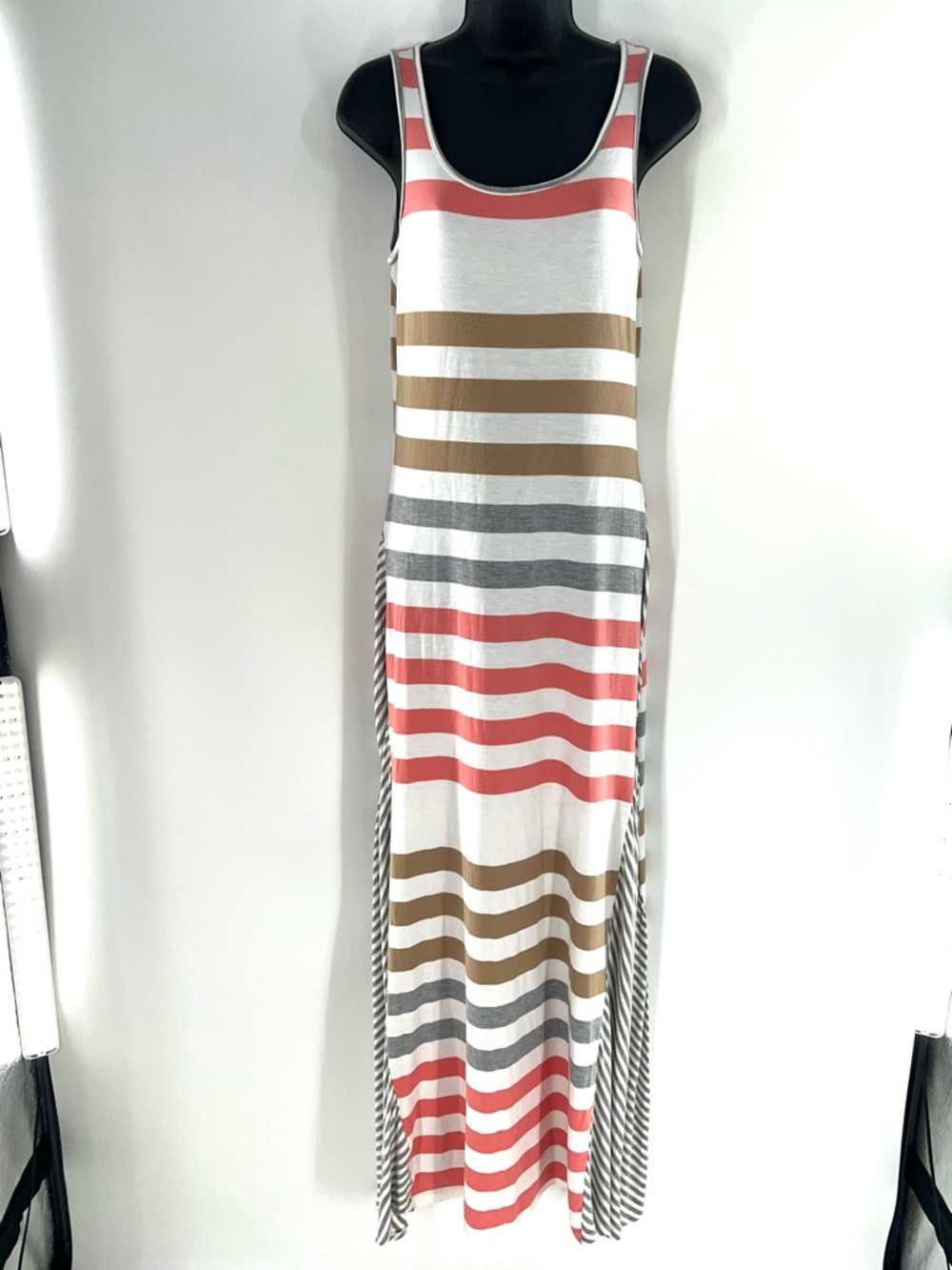 My Story Women’s Multi-Colored Stripped Tank Styled Sun Dress-Size S